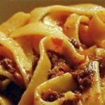 a plate with tagliatelle alla Bolognese, easy, neat and more pasta than sauce
