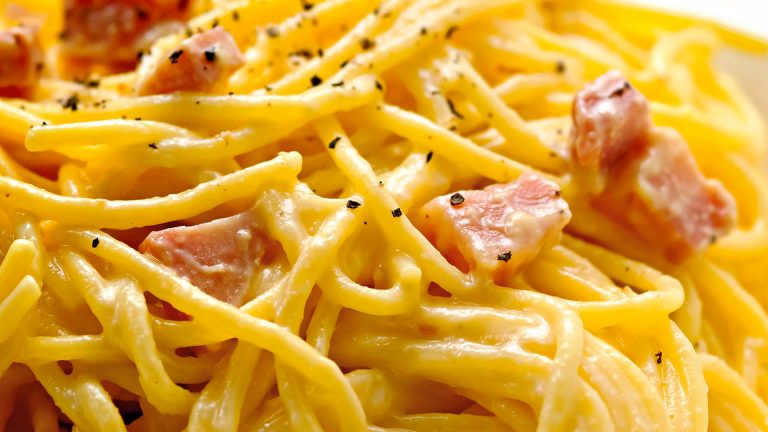 pasta carbonara, bacon eggs and cheese: comfort on that!