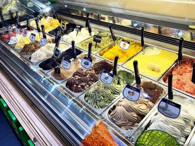 a wide variety of ice cream in the many parlors in Palermo