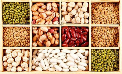 different kinds of legumes in different compartments