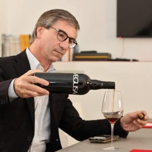 Luigi Salvo pouring wine