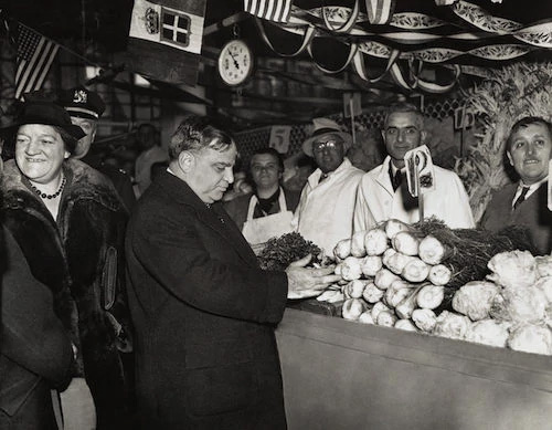 Mayor La Guardia at the market in New York