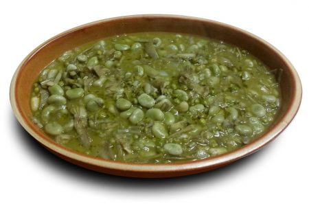 plate of macco verde, fresh broad bean soup
