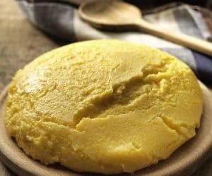 Polenta is typical for the cuisine of Lombardy