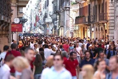 crowded street in Italy