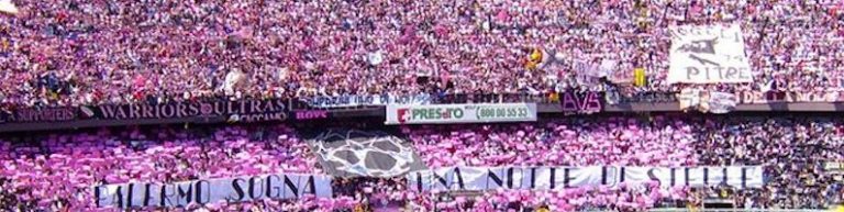 the stadium of Palermo in pink and black