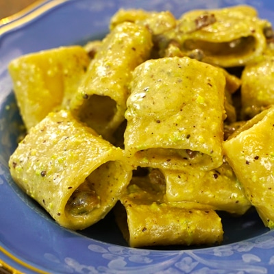 Pasta pistacchio panna pancetta ·  vastasamente buona