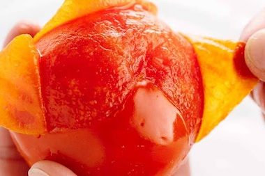 peeling a tomato