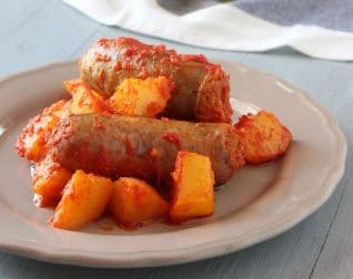 sausage and potatoes in tomato sauce