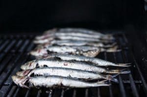 little sardines lined up for the barbecue